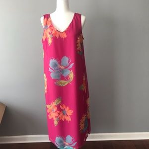 Fuschia pink and floral maxi sundress